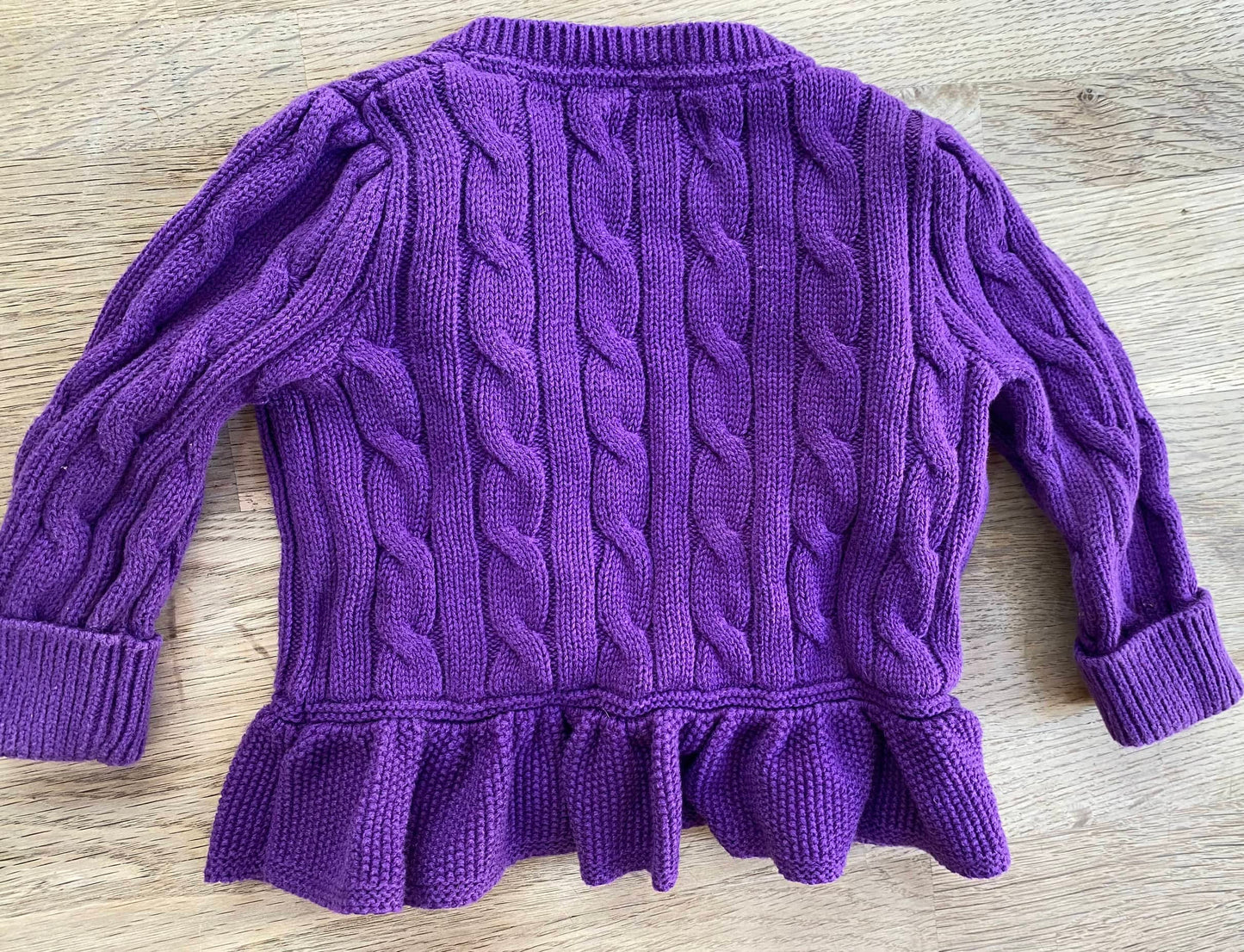 Purple Ralph Lauren Cable Knit Peplum Cardigan (Pre-Loved) Size 6M