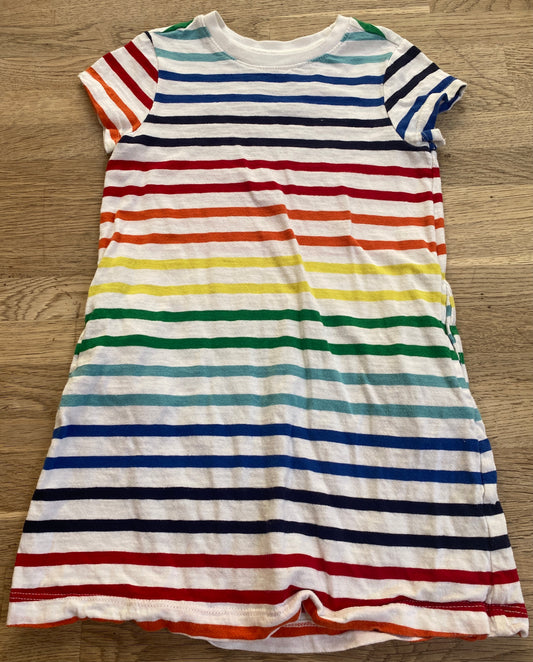Primary T-shirt Dress in Rainbow Stripe - Size 4/5 (Pre-Loved)