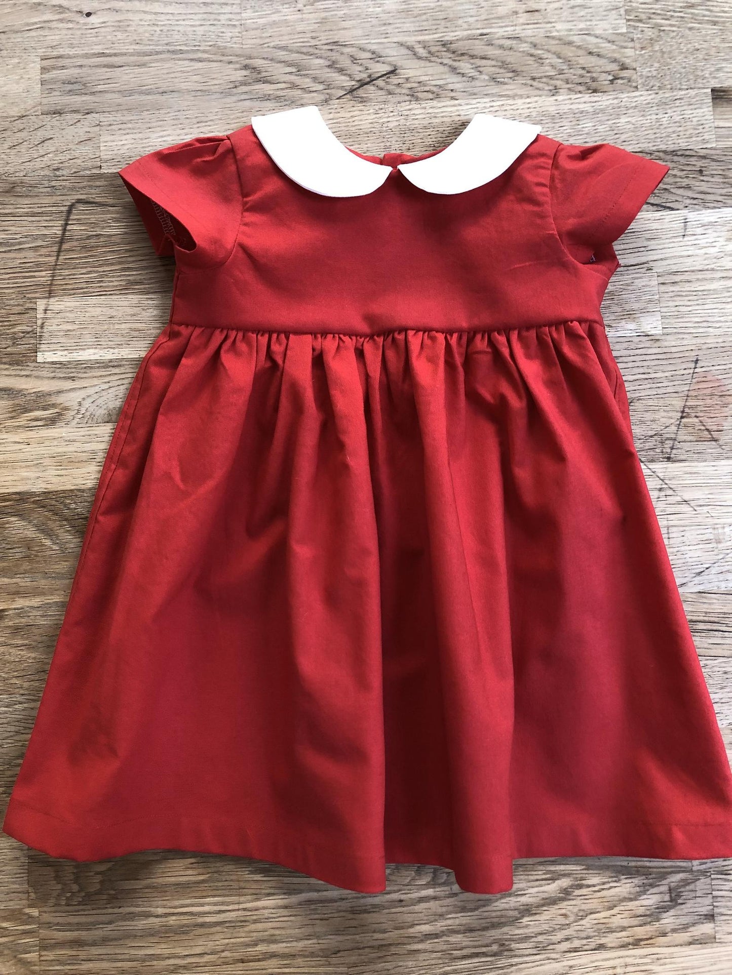 Red Dress with Peter Pan Collar (MADE TO ORDER)