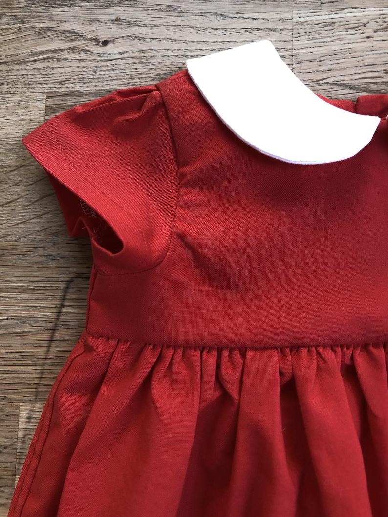 Red Dress with Peter Pan Collar (MADE TO ORDER)
