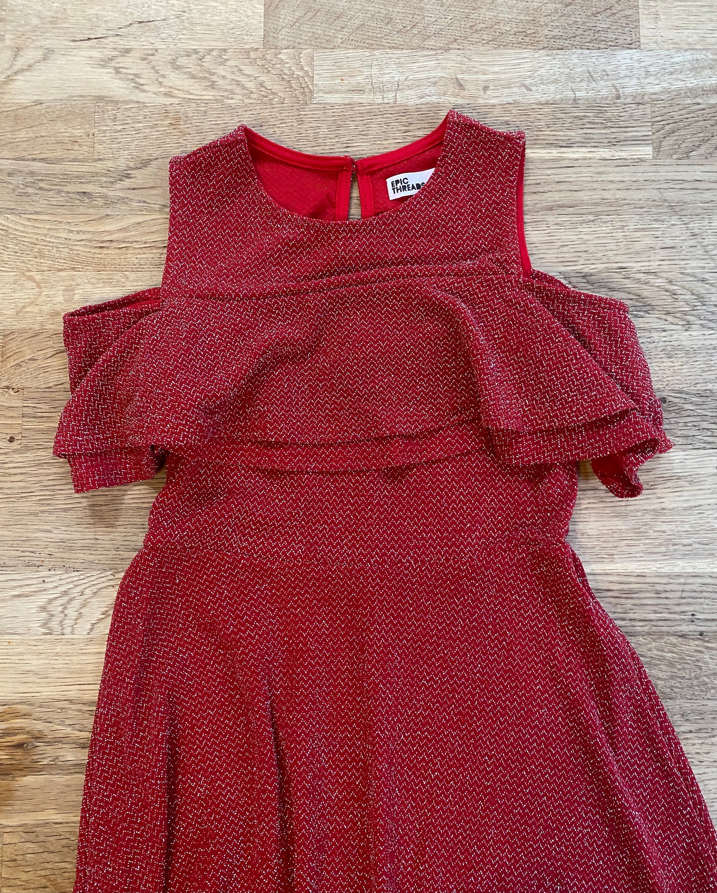 Red Sparkles, Open Shoulder Dress - Eric Threads (Pre-Loved)