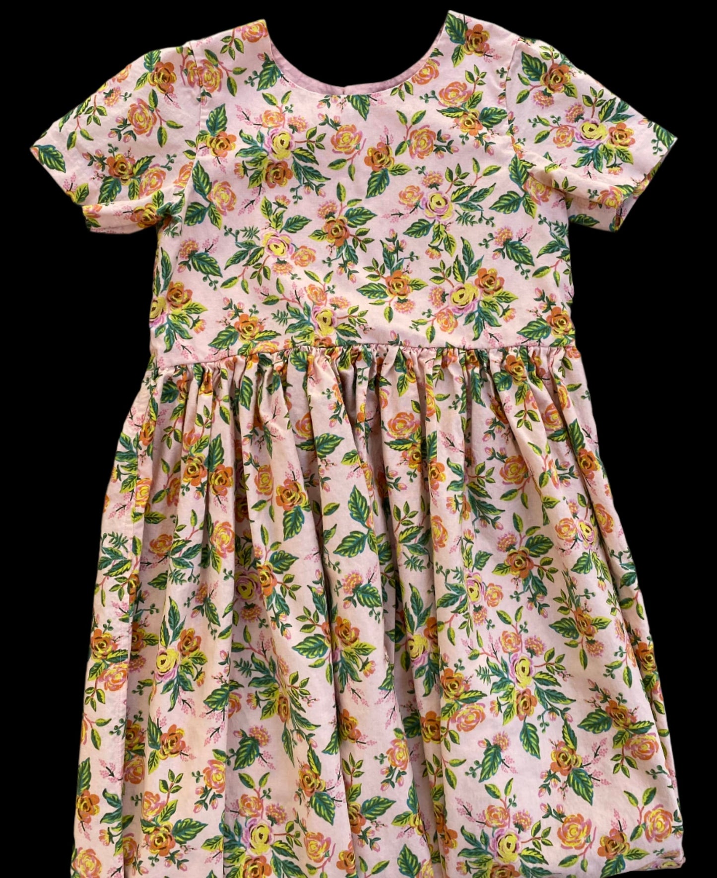 Pink Floral Dress with Short Sleeves  - Fabric by Rifle Paper Co