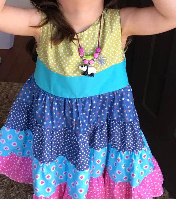 CUSTOM Blue Twirl - Tiered Twirly Dress - Sizes 3T - 10