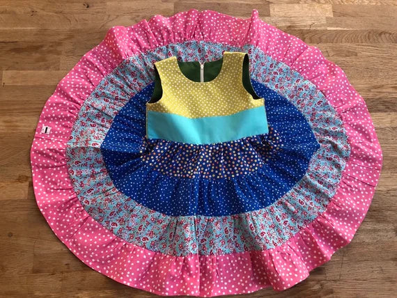 CUSTOM Blue Twirl - Tiered Twirly Dress - Sizes 3T - 10