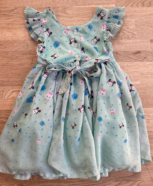Disney Tsum Tsum Chiffon Dress - Mint Turquoise Minnie Sulley Marine - 4T (Pre-Loved)