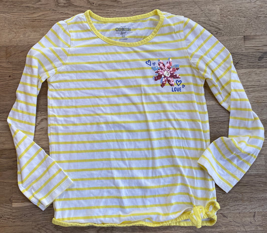 Yellow Striped Floral Long Sleeve Love T-shirt (Pre-Loved) - Size 10 - Carter's