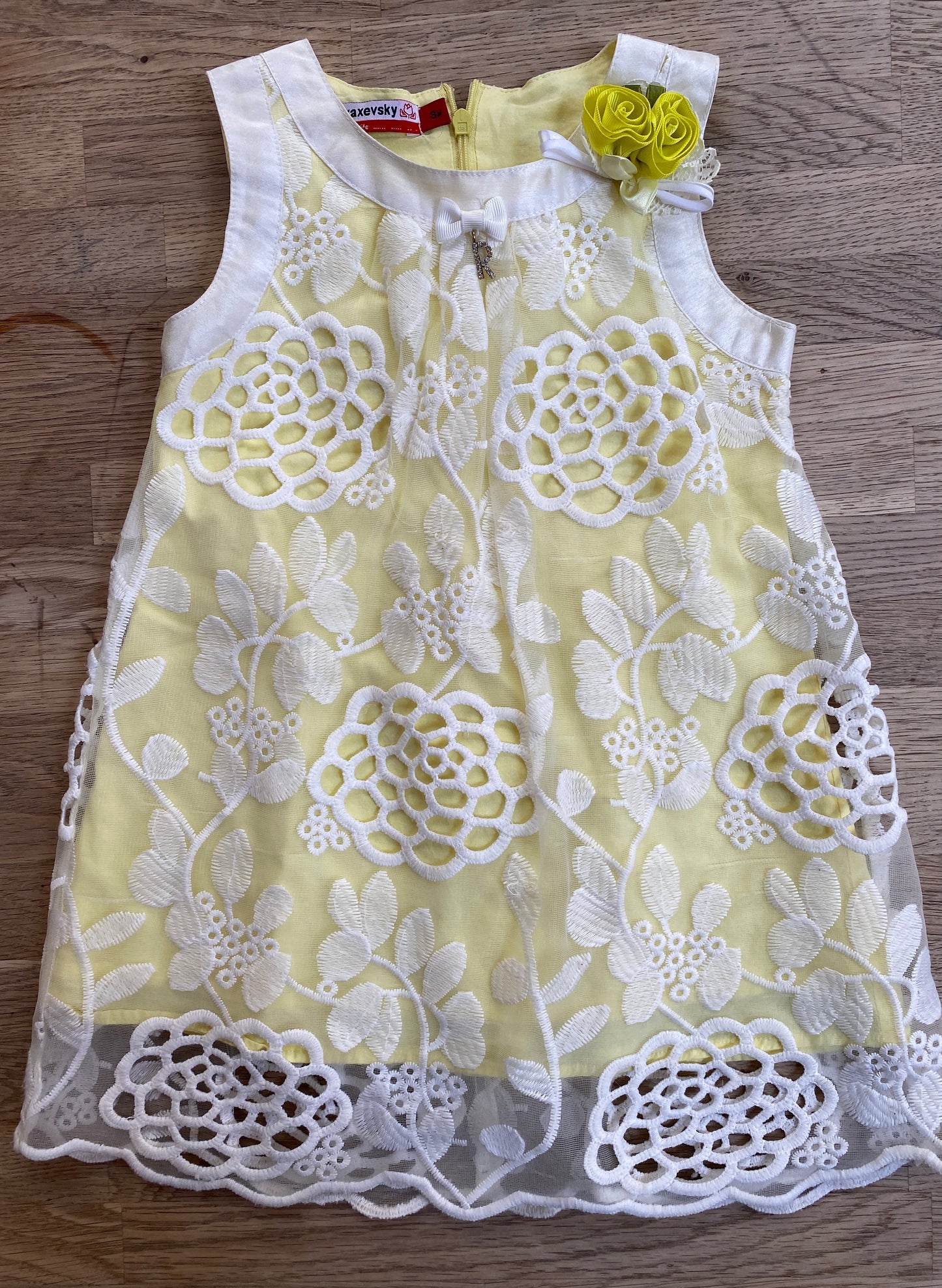 Soft Yellow Floral A-line Dress by Mini Raxevsky - 3t (Pre-Loved)