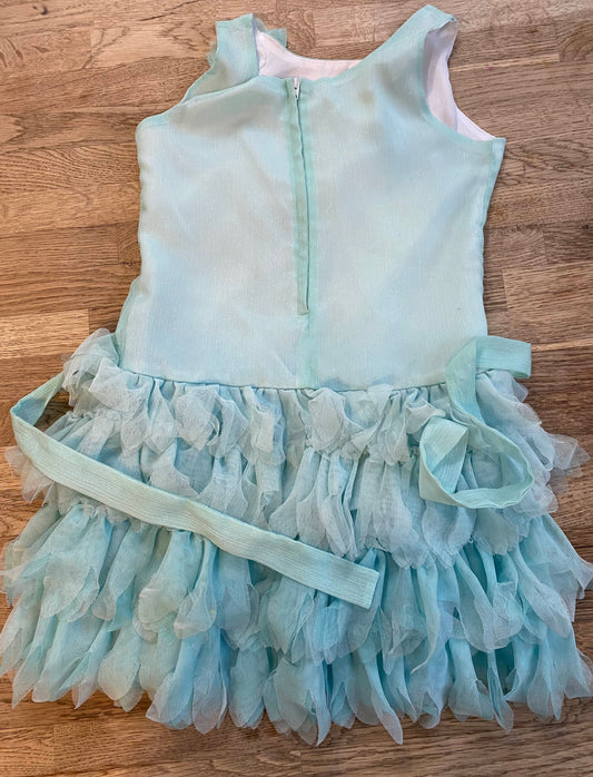 Drop Waist Light Green/ Blue Fringe Dress (Pre-Loved) Size 7