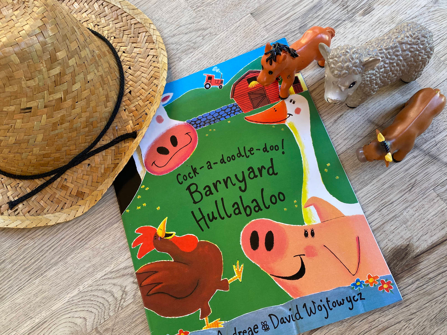 Cock-a-doodle-doo! Barnyard Hullabaloo - Barnyard Kit (Pre-Loved) Book, Hat, Animals