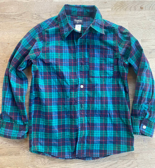 Green Plaid, Collared Button-down Shirt (Pre-Loved) Size 8 - OshKosh