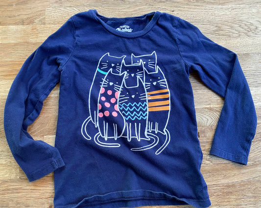 Navy Cat T-shirt (Pre-Loved) Size 5 - OshKosh