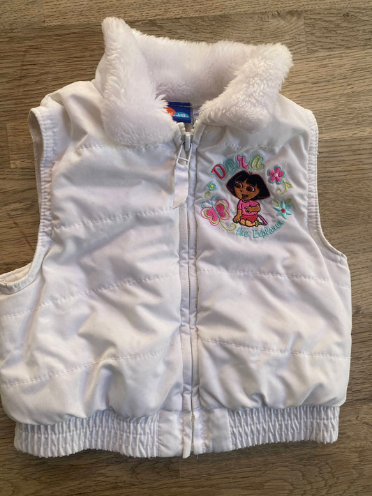 White Puffer Vest - Dora the Explorer (Pre-Loved) Size 2t - Nick Jr.
