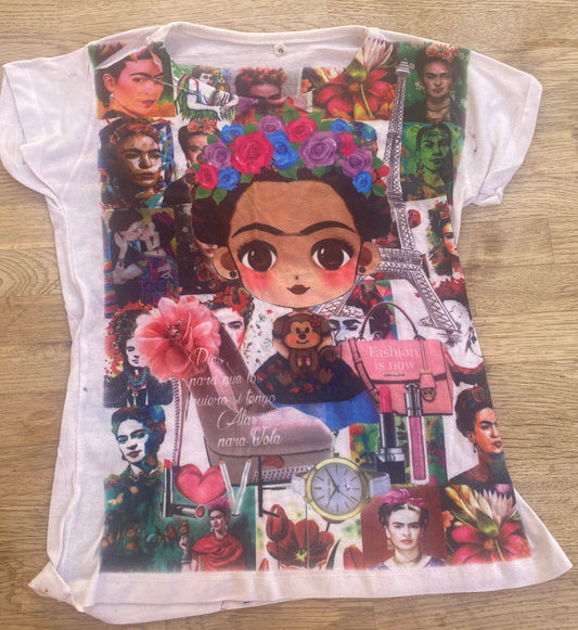 Colorful Frida T-shirt (Pre-Loved) Size Small