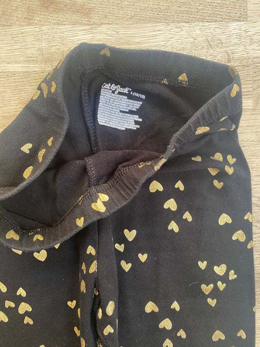 Black & Gold Hearts Pants (Pre-Loved) Size 10/12 - Cat & Jack