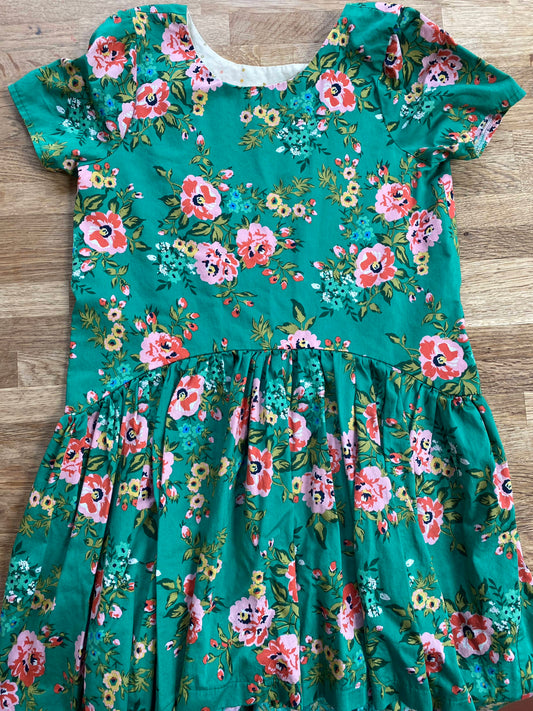 Green Floral Dress with Drop Waist/High-Low Skirt (Pre-Loved) Size 14