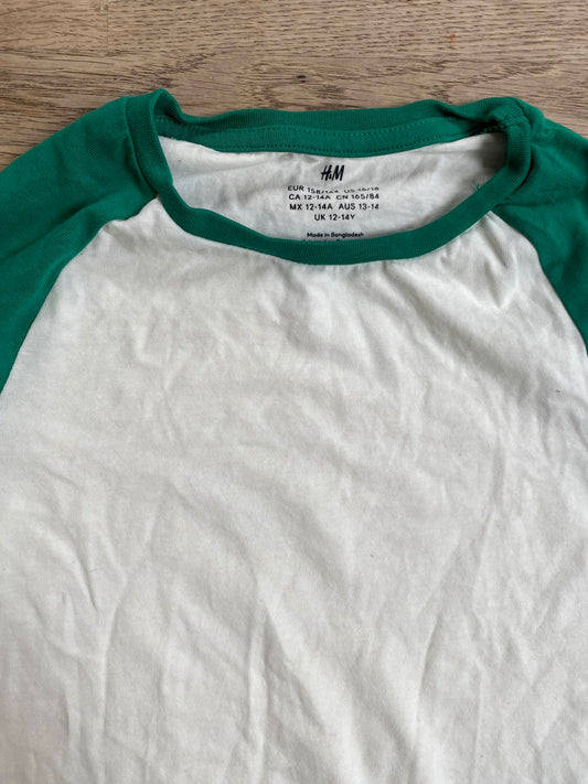 Green Raglan T-shirt (Pre-Loved) Size 16 - H& M