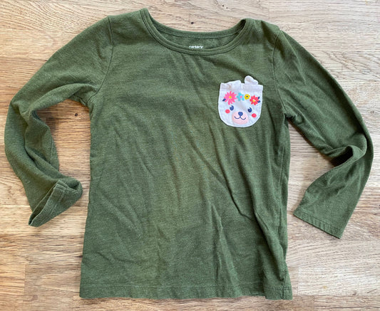 Long Sleeve Green T-shirt (pre-loved) Size 4t - Carter's
