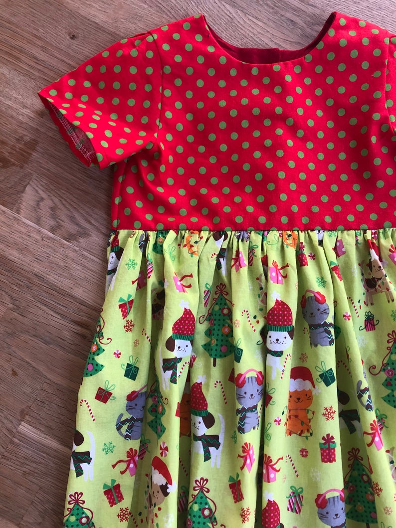 2/3t - Red, Polka Dot Holiday Puppies & Kitties Dress (NEW)