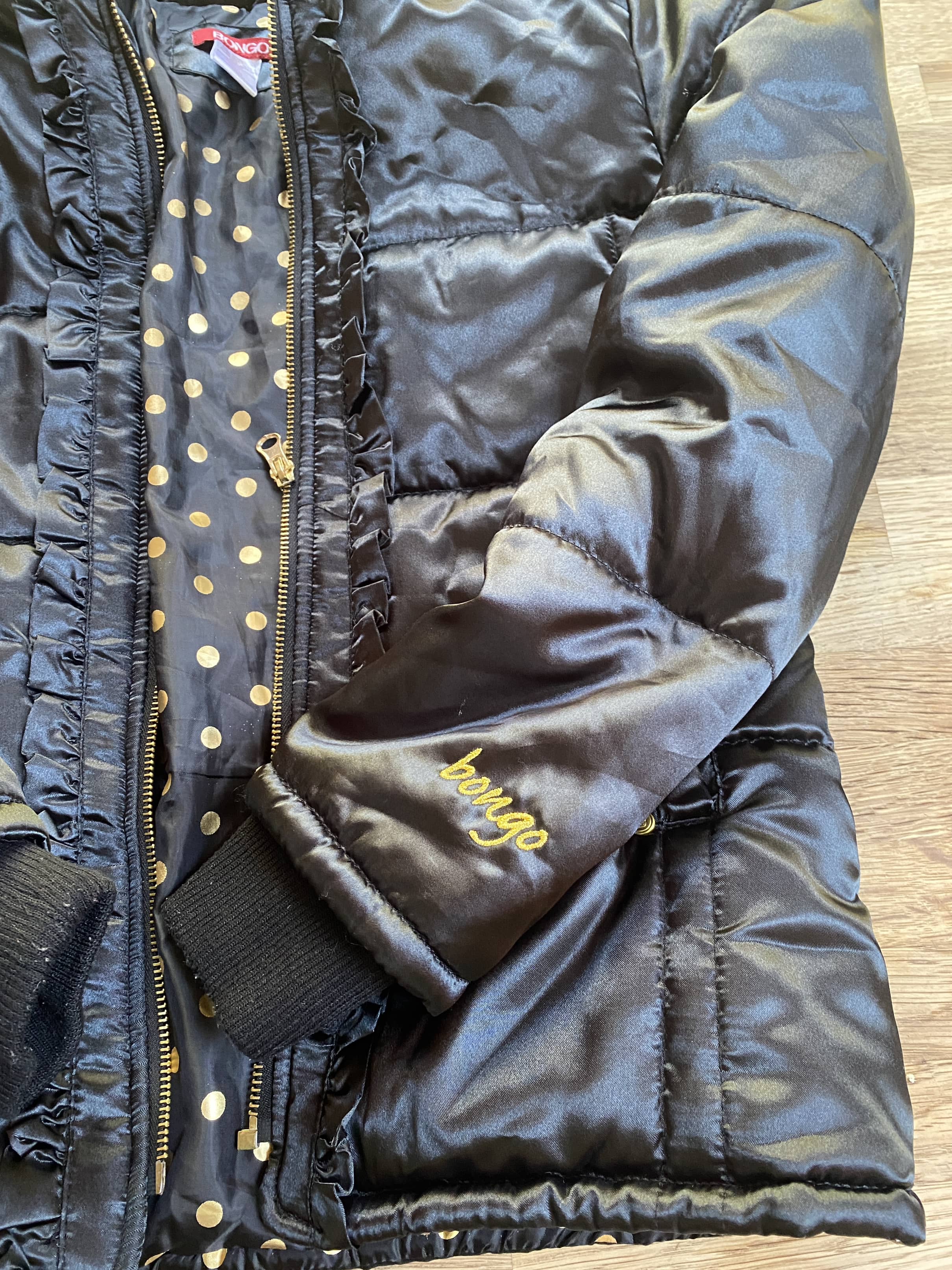 Black Hooded Puffer Jacket with Faux Fur Pre Loved Size 14 16