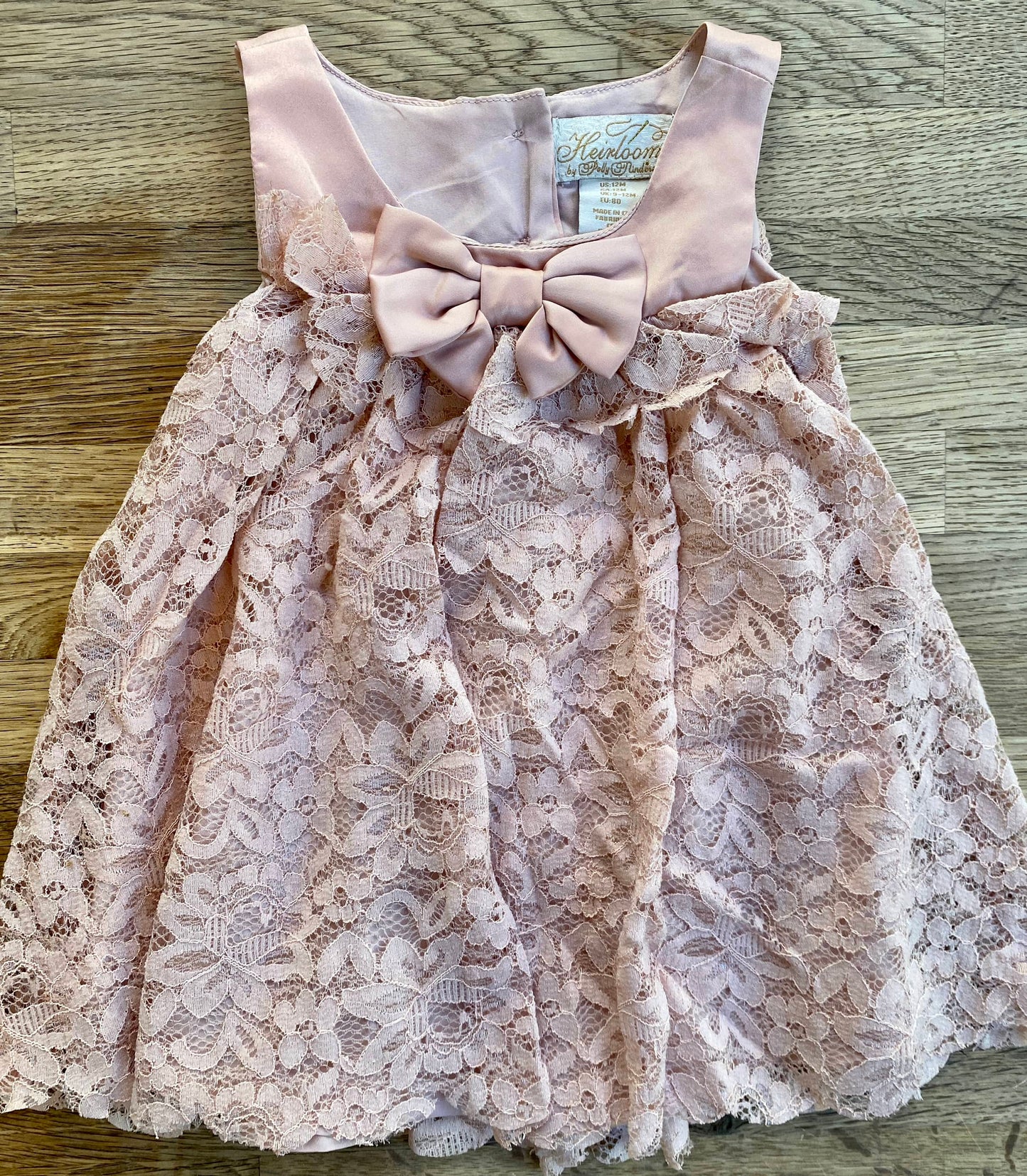 Soft Pink Lace Dress (Pre-Loved) Size 12 Months - Heirloom