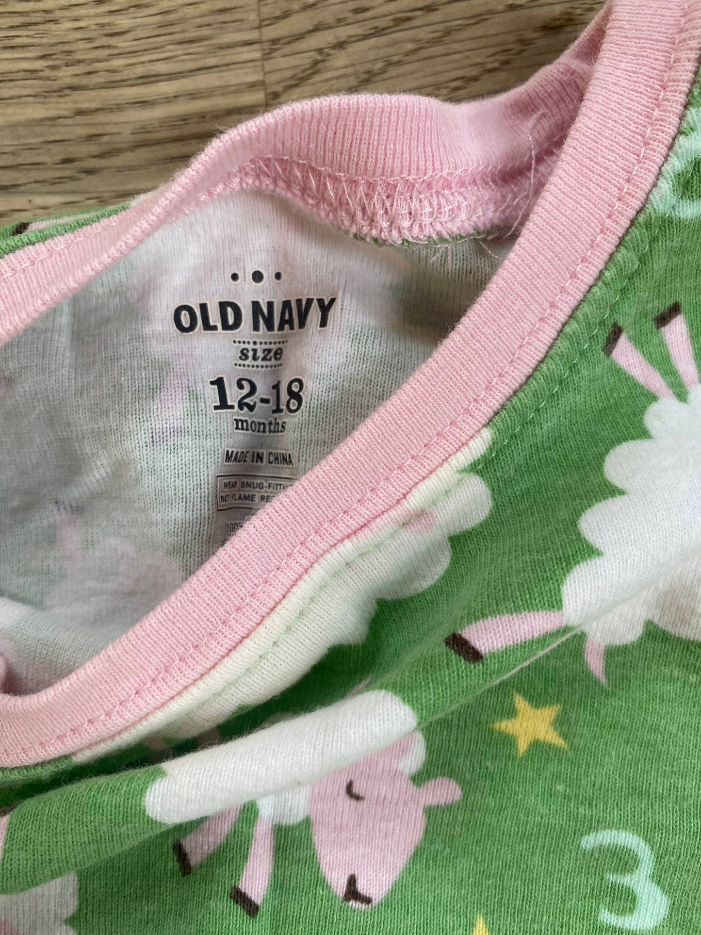 Pink & Green Lamb Pajamas (Pre-Loved) Size 12-18 MONTHS