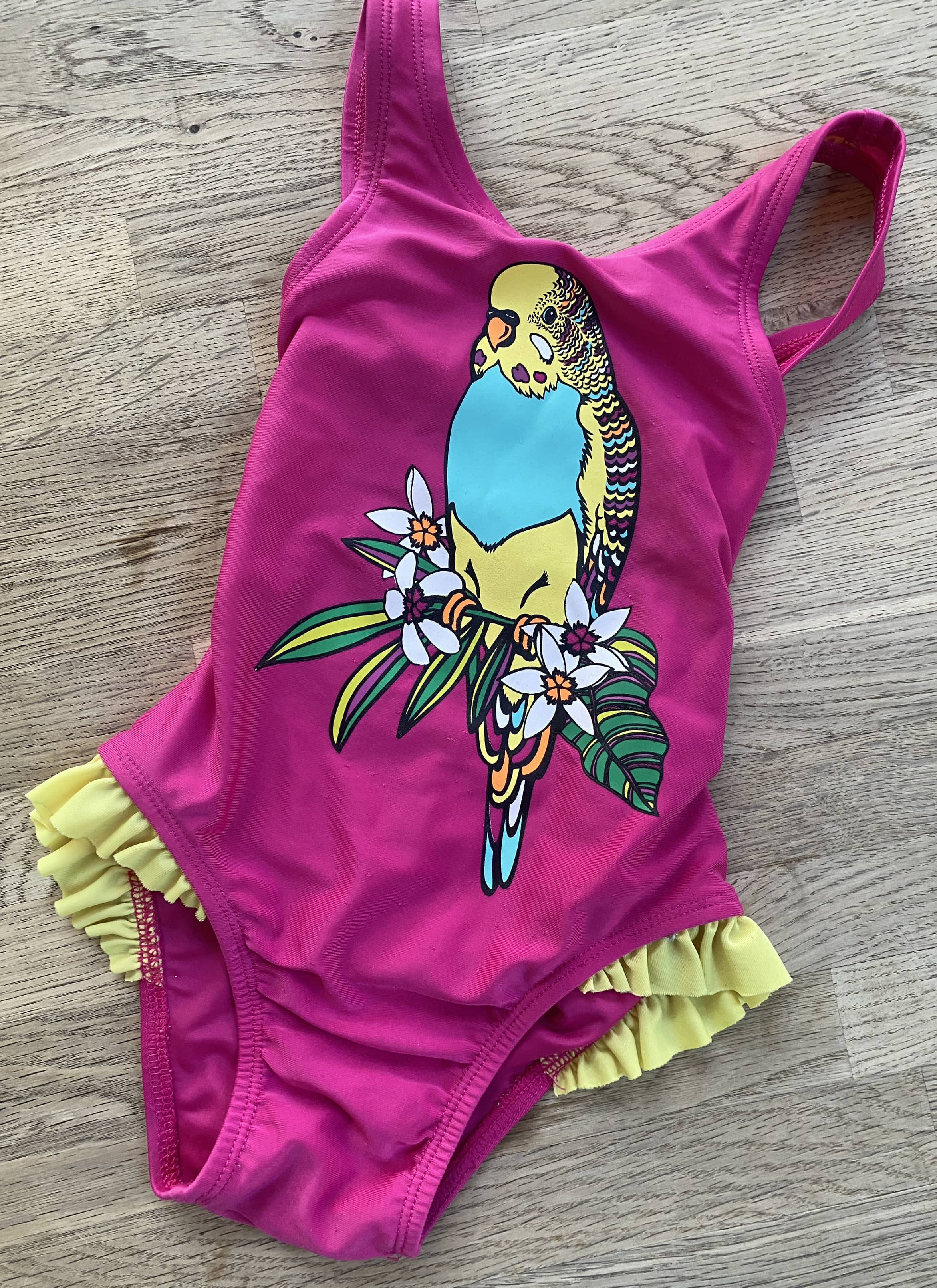 Pink Parrot Bathing Suit (Pre-Loved) size 2t