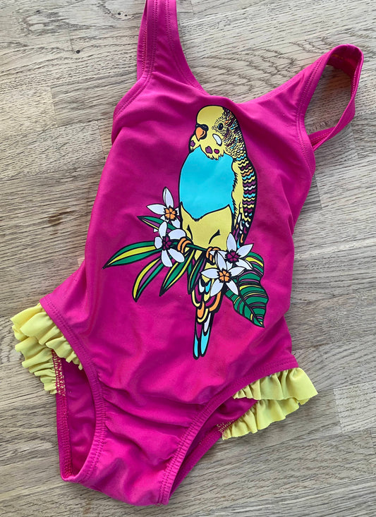 Pink Parrot Bathing Suit (Pre-Loved) size 2t