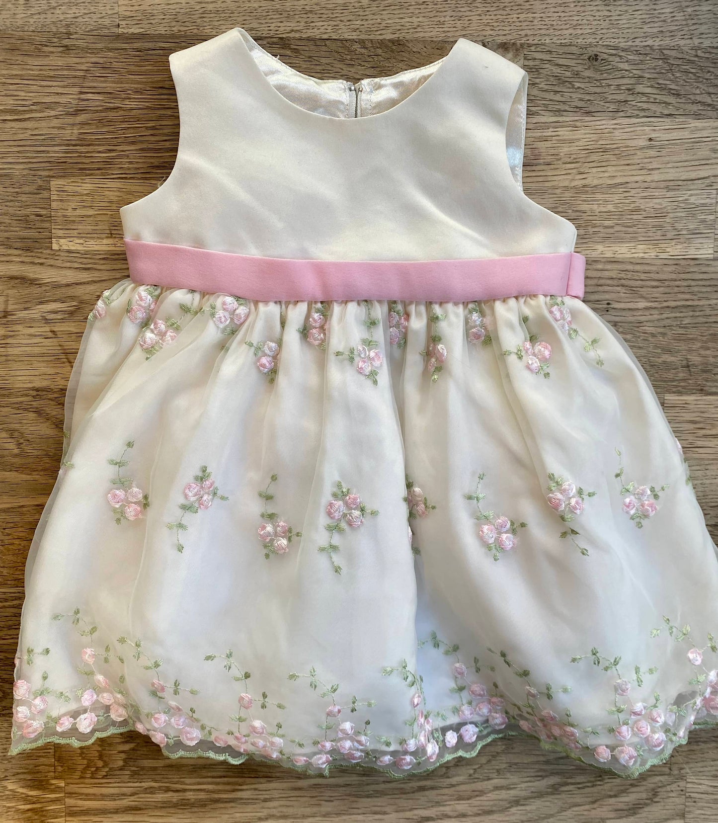 Pink Embroidered Flowers Dress (Pre-Loved) Size 12 Months - Cinderella