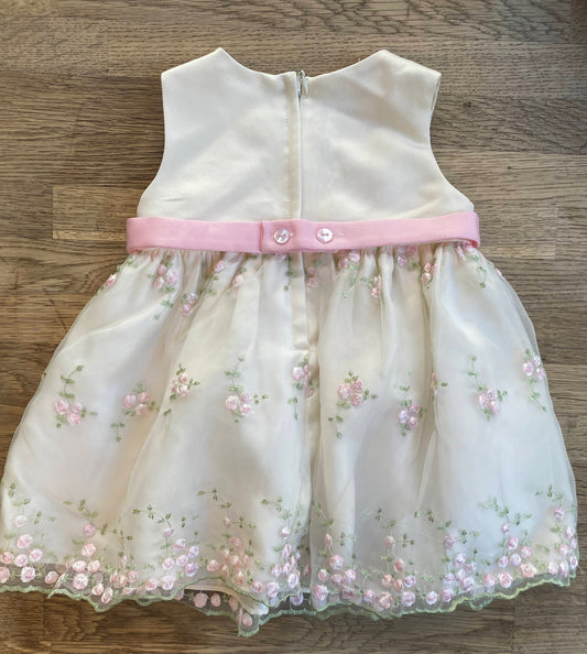 Pink Embroidered Flowers Dress (Pre-Loved) Size 12 Months - Cinderella
