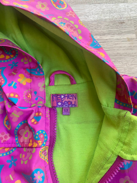Colorful Purple Rain Coat (Pre-Loved) Size 6x - Stephen Joseph