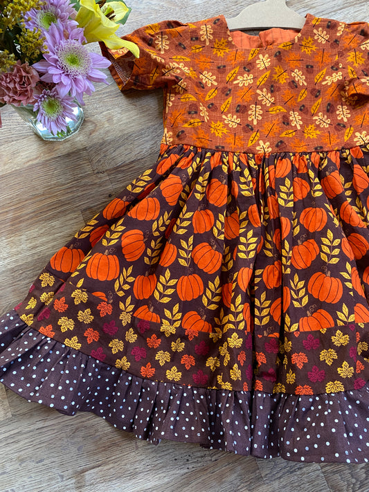 4t - Twirly Pumpkins Dress - NEW (READY TO SHIP)