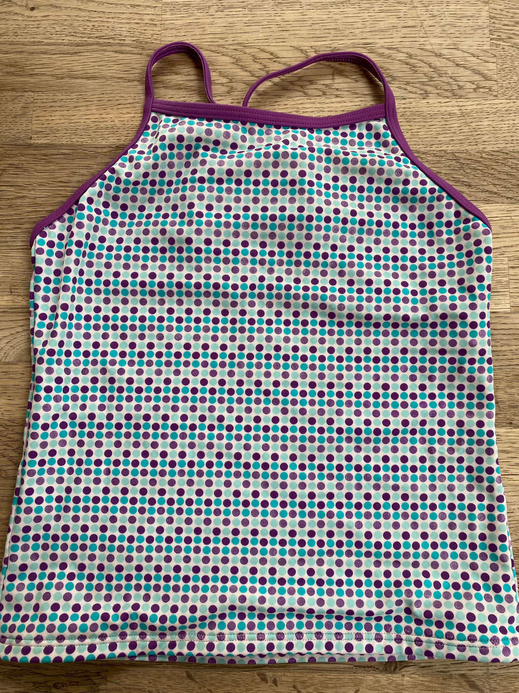 Purple Dot Bathing Suit Top (Pre-Loved) Size 10 - Lands End Kids
