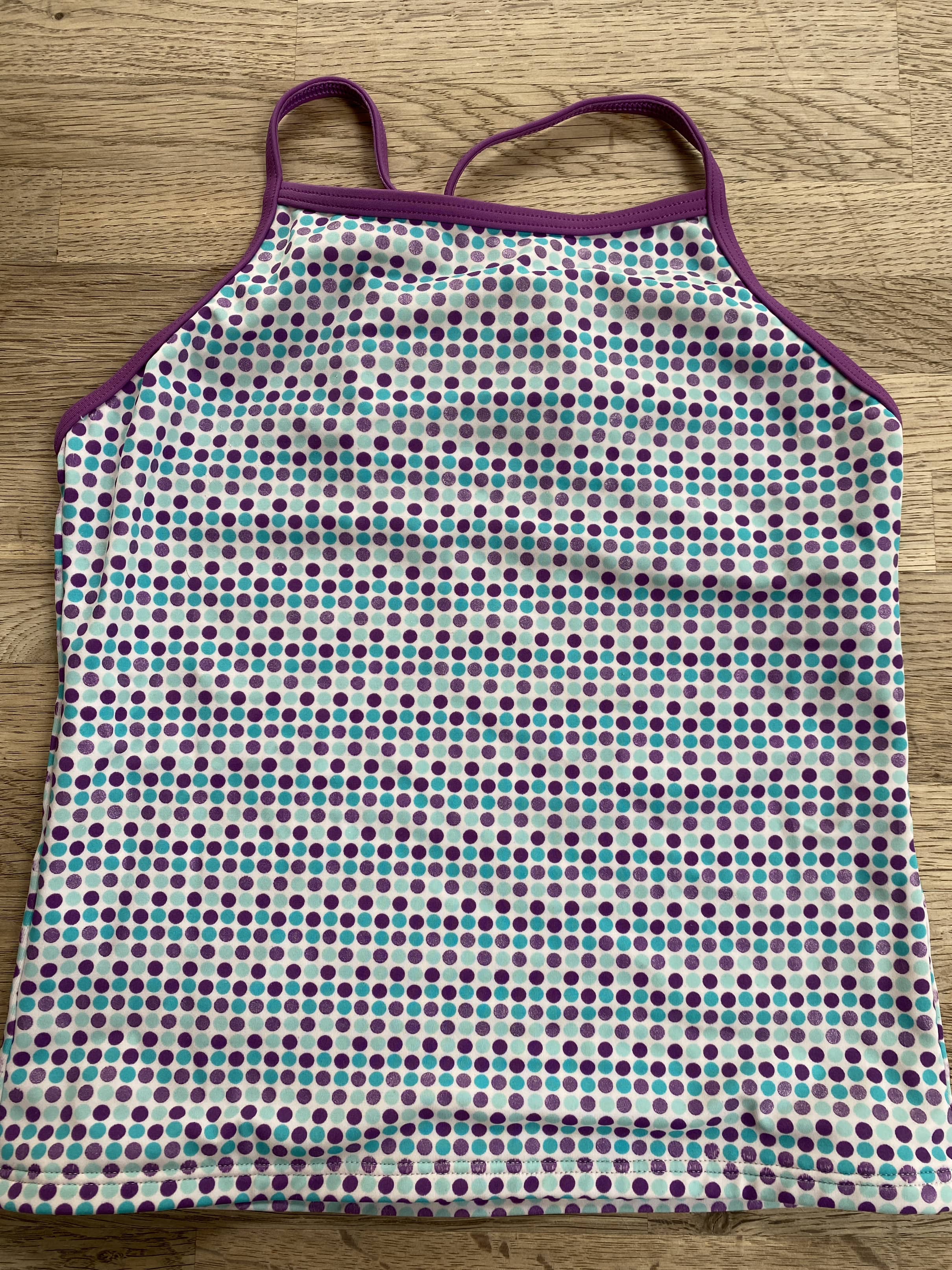 Purple Dot Bathing Suit Top (Pre-Loved) Size 10 - Lands End Kids