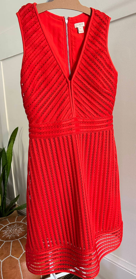 Red Eyelet Dress (Pre-Loved) Size 2 Adult - J-Crew
