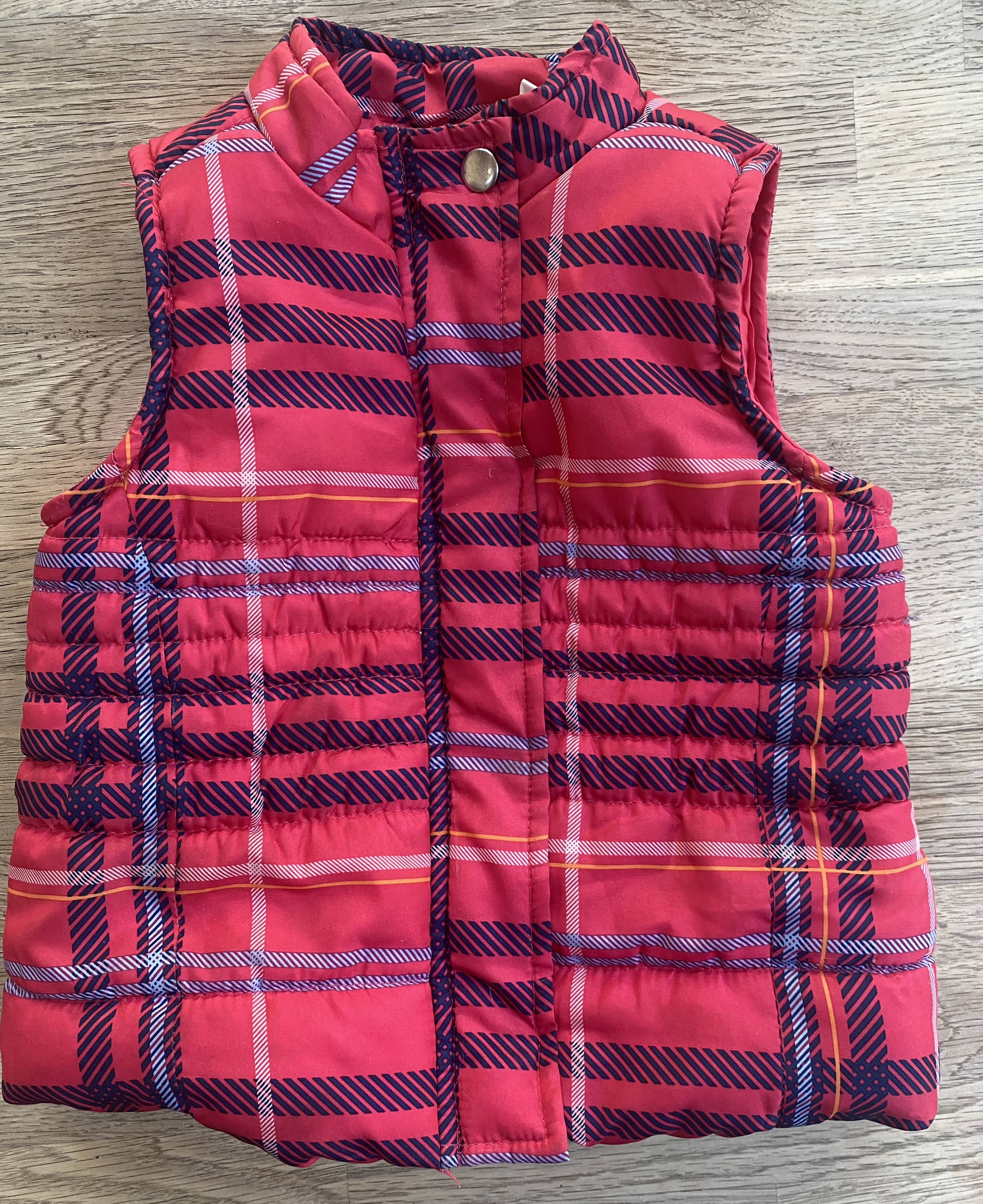 Red Plaid Puffer Vest (Pre-Loved) Size 24 Months