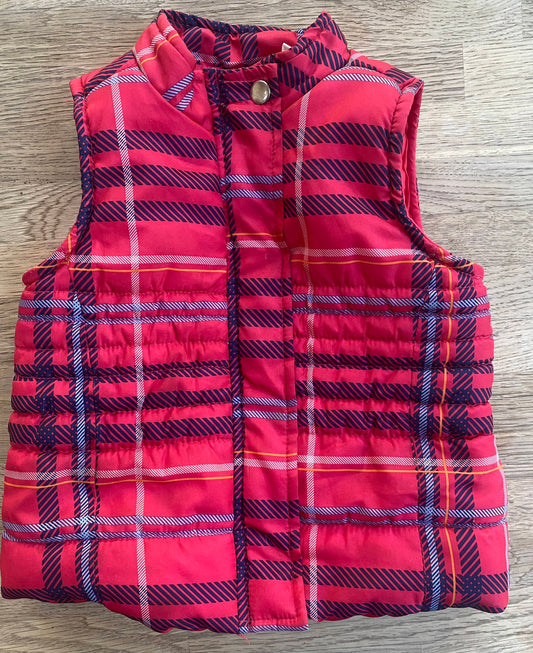 Red Plaid Puffer Vest (Pre-Loved) Size 24 Months