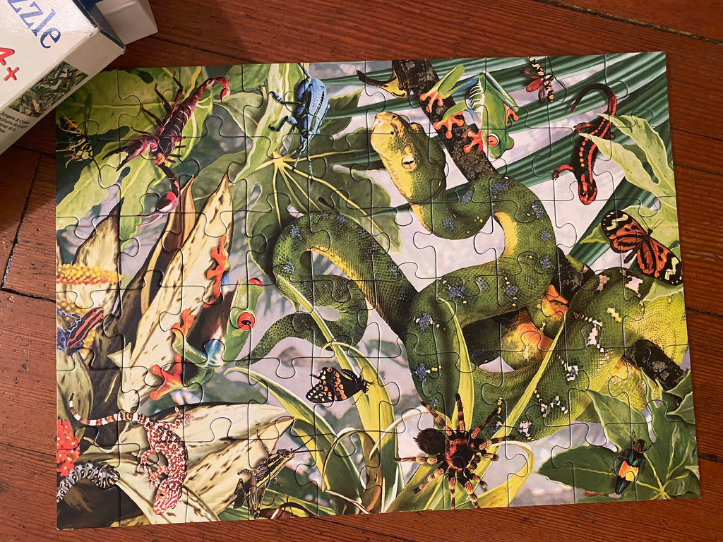 Ravensburger 60 Piece Puzzle "Jumpers & Crawlers" w Bugs, Snakes, Frogs - Ages 4+