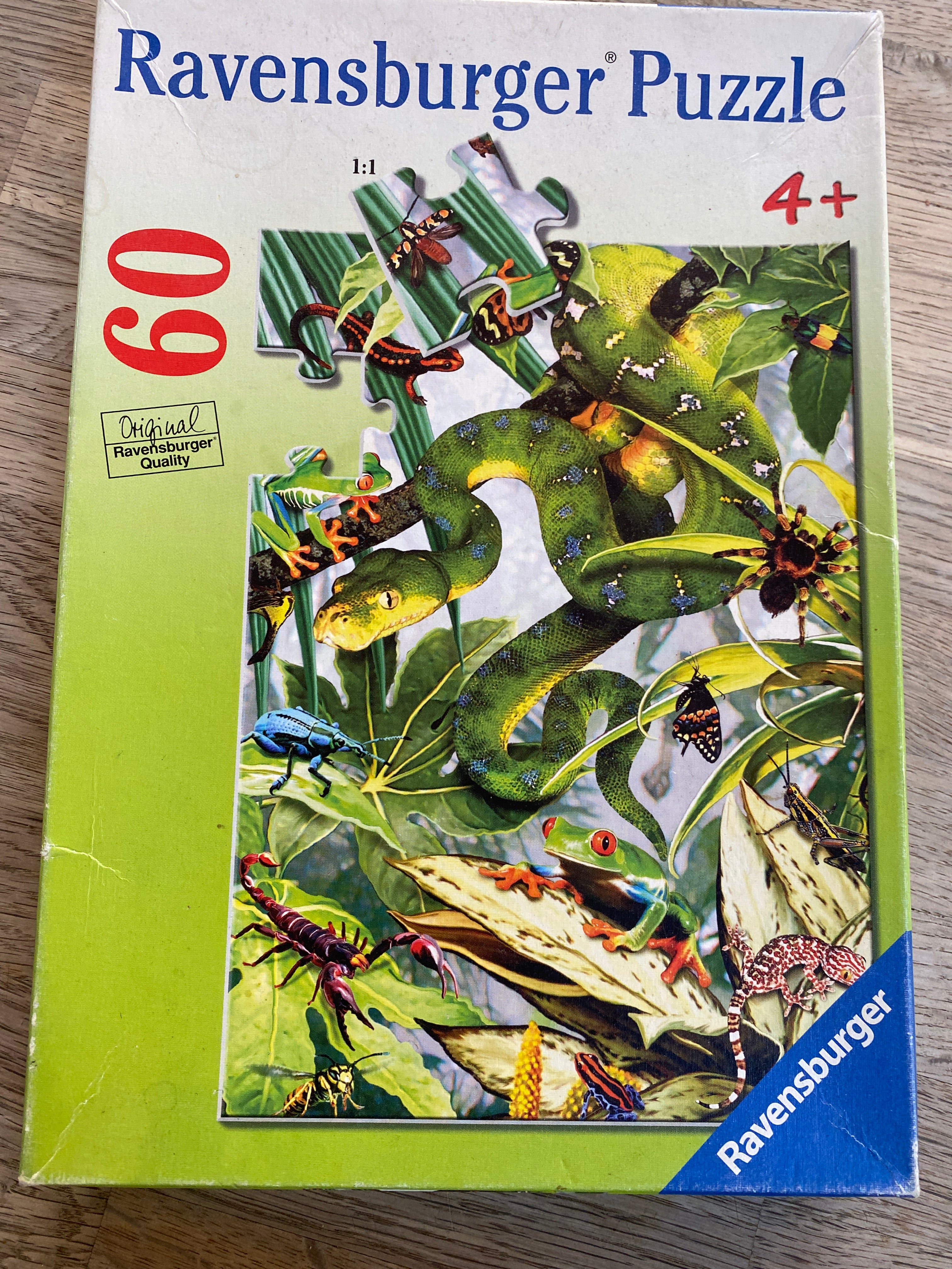 Ravensburger 60 Piece Puzzle "Jumpers & Crawlers" w Bugs, Snakes, Frogs - Ages 4+