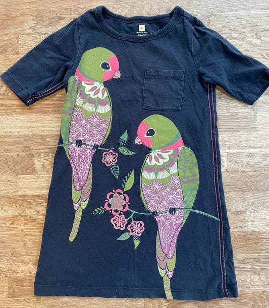 Blue Parrots T-shirt Dress (Pre-Loved) Size 5 - Tea Collection