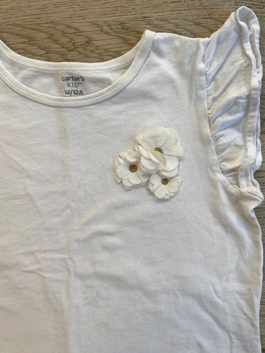 White Floral T-shirt (Pre-Loved) Size 12 - Carter's