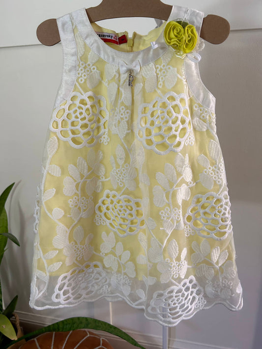 Soft Yellow Floral A-line Dress by Mini Raxevsky - 3t (Pre-Loved)