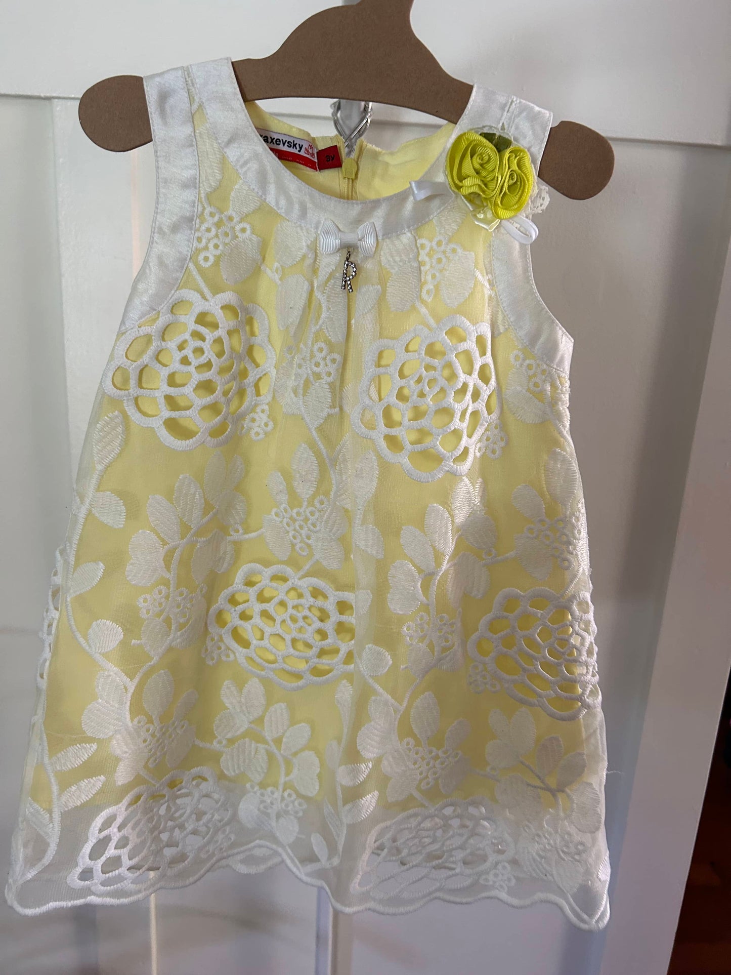 Soft Yellow Floral A-line Dress by Mini Raxevsky - 3t (Pre-Loved)